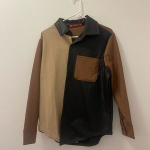 Two tones leather shirt